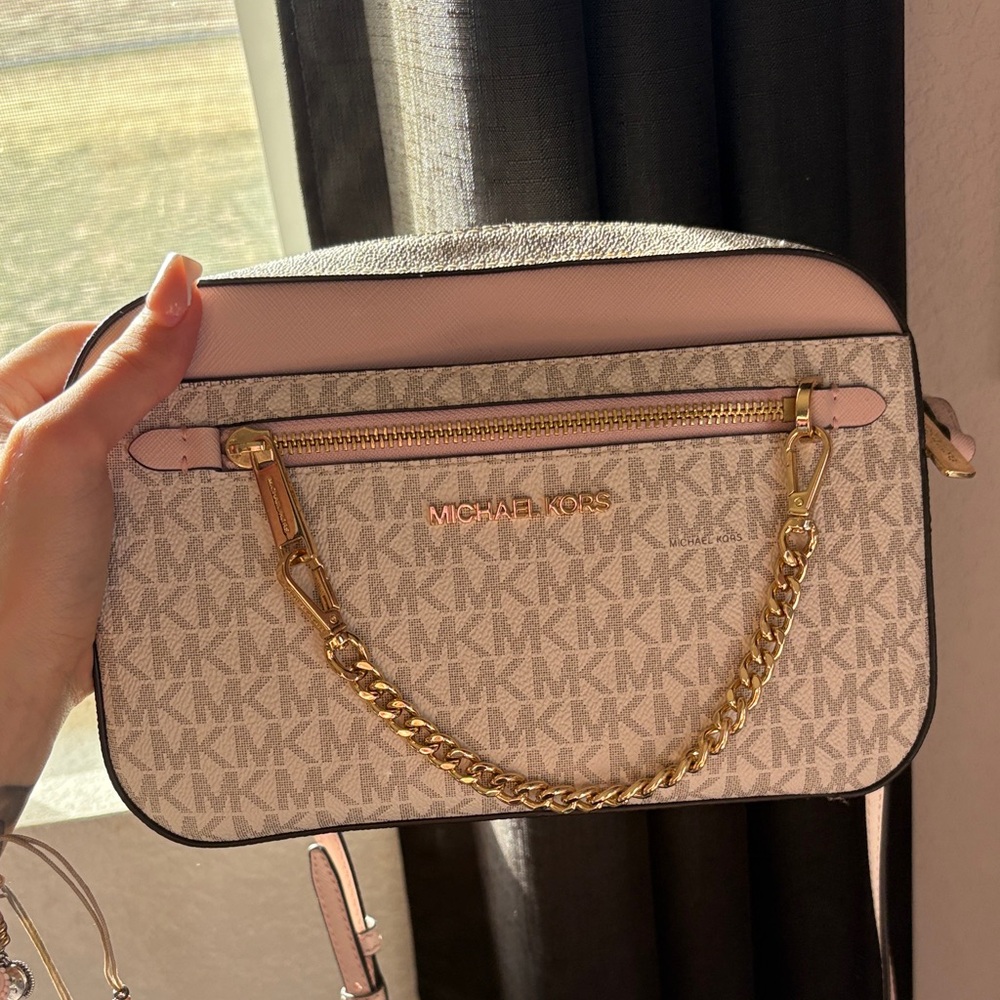 Michael Kors pink and Cream Crossbody Bag